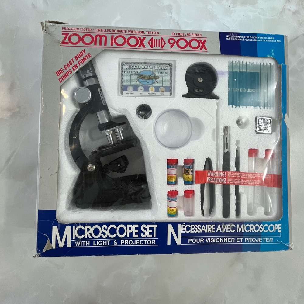 Precision Tested 900x Zoom Microscope Set & 12 Extra Prepared Slides